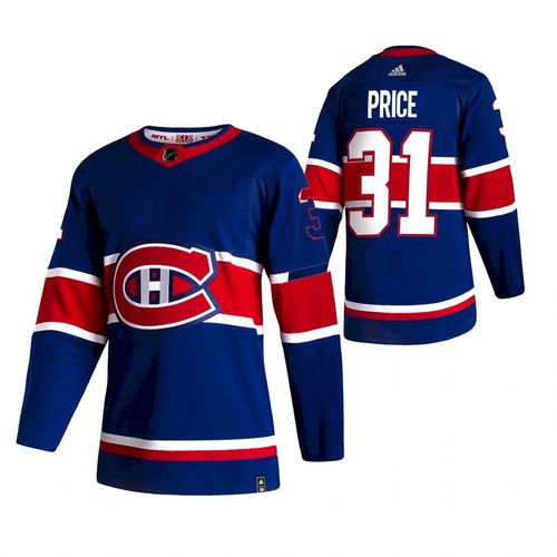 Men Montreal Canadiens 31 Price Blue NHL 2021 Reverse Retro jersey